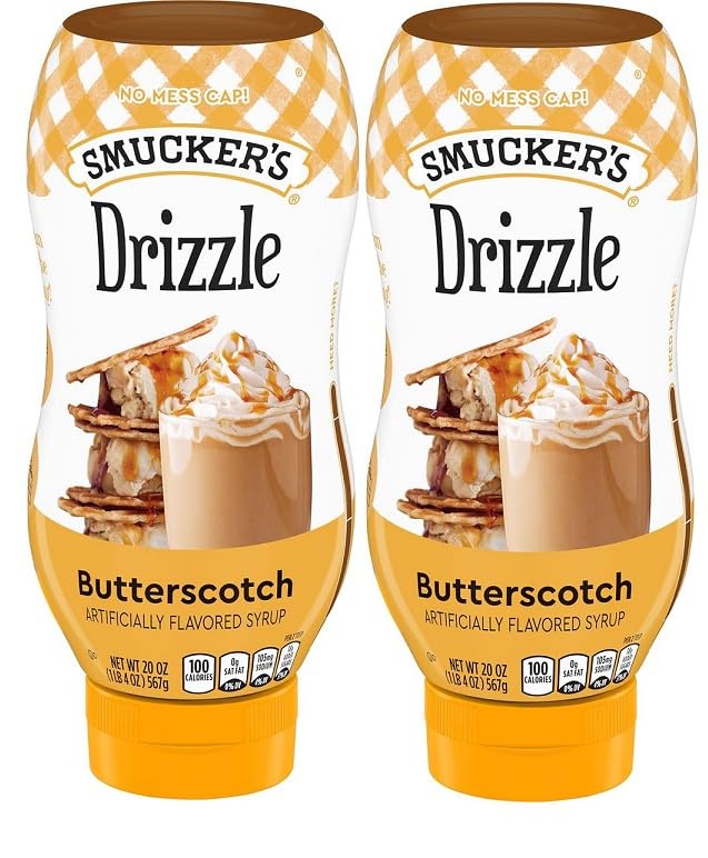 (Pack of 2) Sundae Syrup Butterscotch Drizzle Flavored Syrup 20 oz
