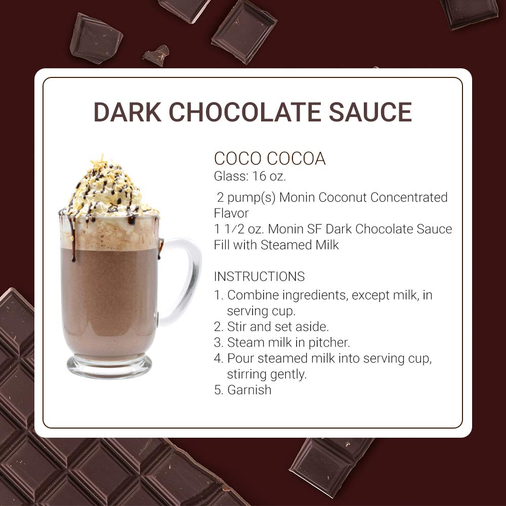 Monin - Dark Chocolate Sauce, Velvety And Rich, Great For Desserts, Coffee, And Snacks, Gluten-Free (12 Ounce, 6-Pack)