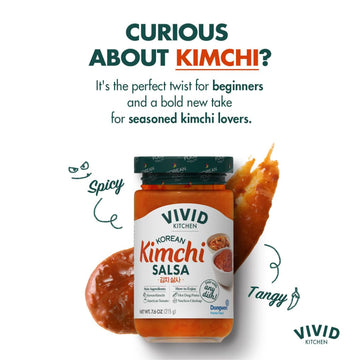 Vivid Kitchen Kimchi Salsa - Korean Mexican Fusion Condiment - Mild & Hot Flavors - 7.6 Oz Bottle - No Msg, No Artificial Preser