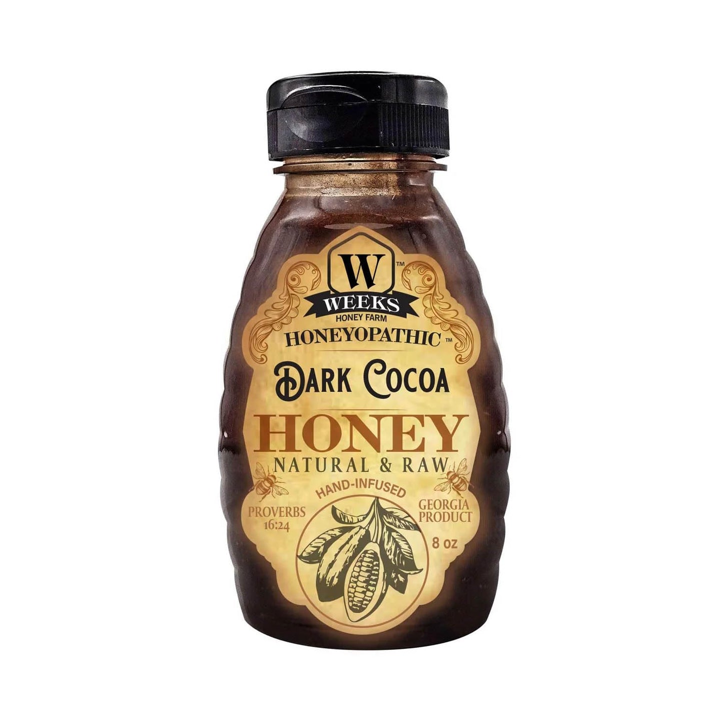 Weeks Honey Farm Honeyopathic Honey - Infused Supplements (8 Ounce, Dark Cocoa)