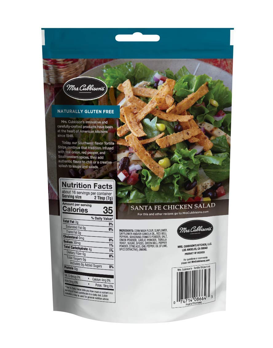 Mrs. Cubbison s Tortilla Strips - Santa Fe Style, Great for Snacking, Soup and Salad Topper - Southwest Flavor, 4 Ounce (Pack o