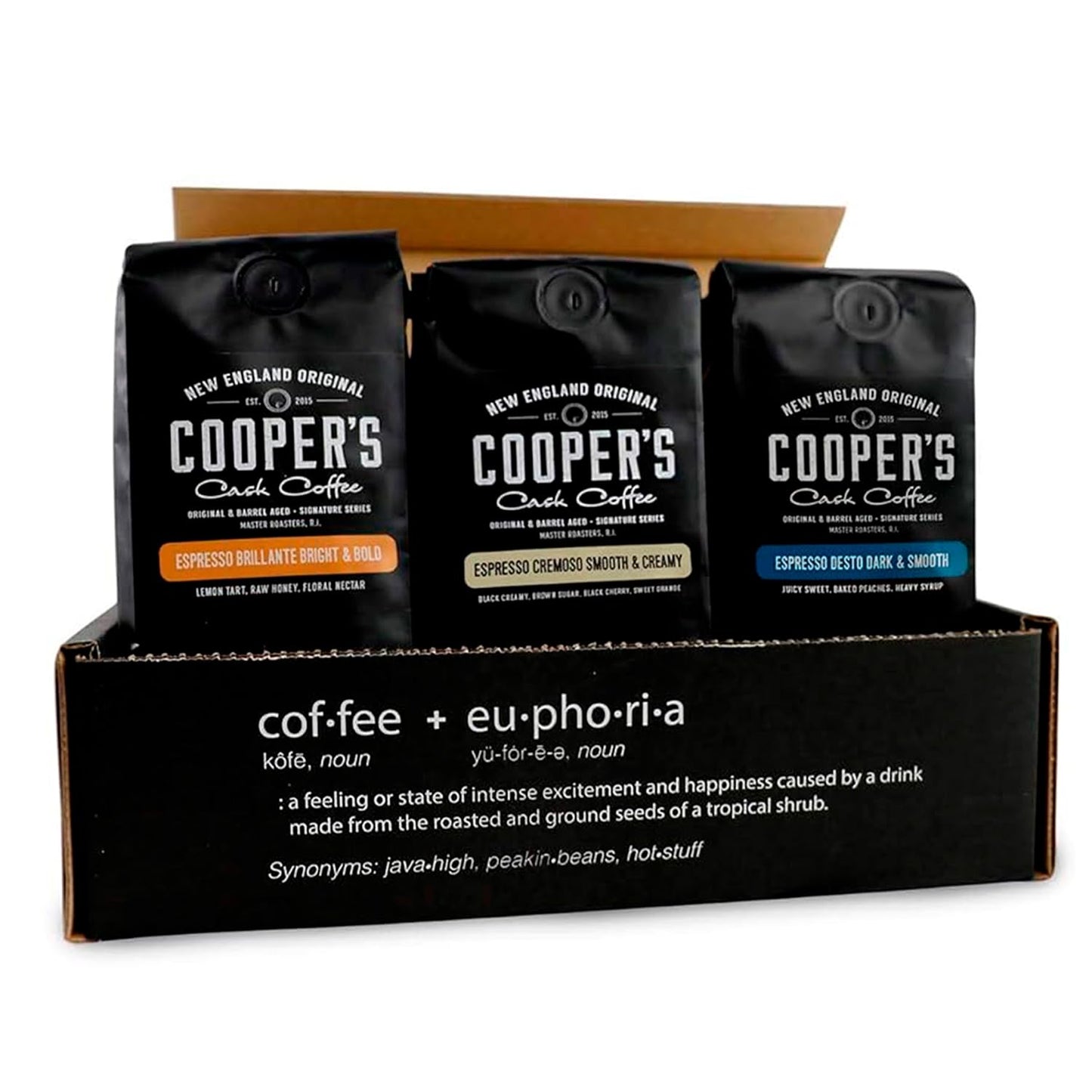 Espresso Box Set Coffee Ground For Espresso Sampler Gift Set Featuring Brazilian Kenyan & Ethiopian Coffee Beans Light Medium & Dark Roast Ground Coffee 8 Oz Bags 24 Oz Total