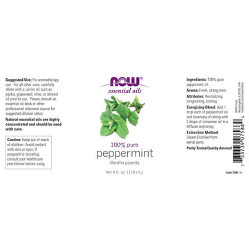 Now Foods Peppermint Oil (Liquid), 4 Oz