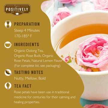 Organic Positively Tea Company, Summer Rose Oolong Tea, Loose Leaf, 16 Ounce