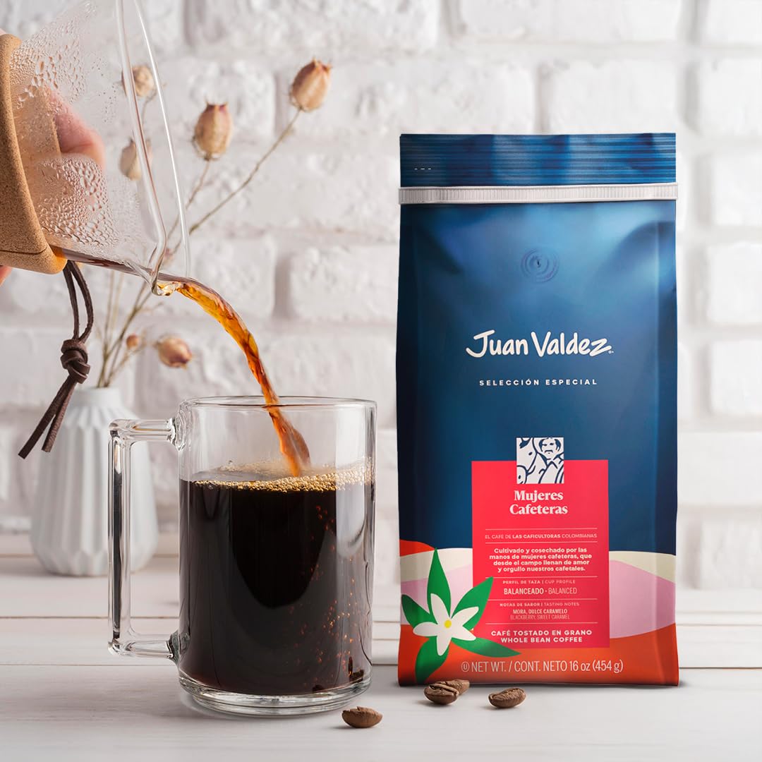Juan Valdez Whole Bean Coffee, Balanced Roast, 16 Ounce - Premium Colombian Coffee with Vanilla, Cherry, Blackberry, and Caramel Notes