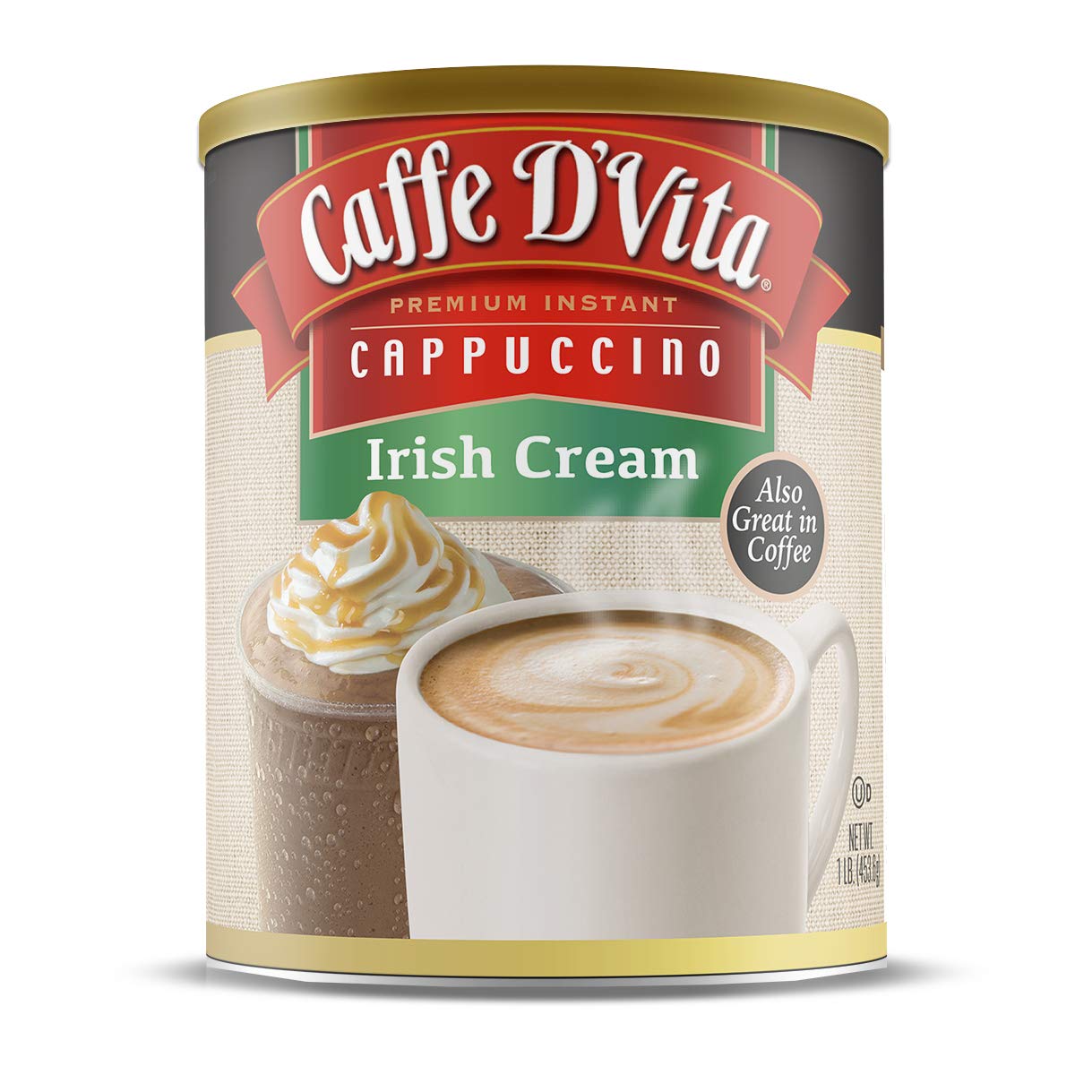 Caffe D'Vita Irish Cream Cappuccino 1 Lb Can (16 Oz)