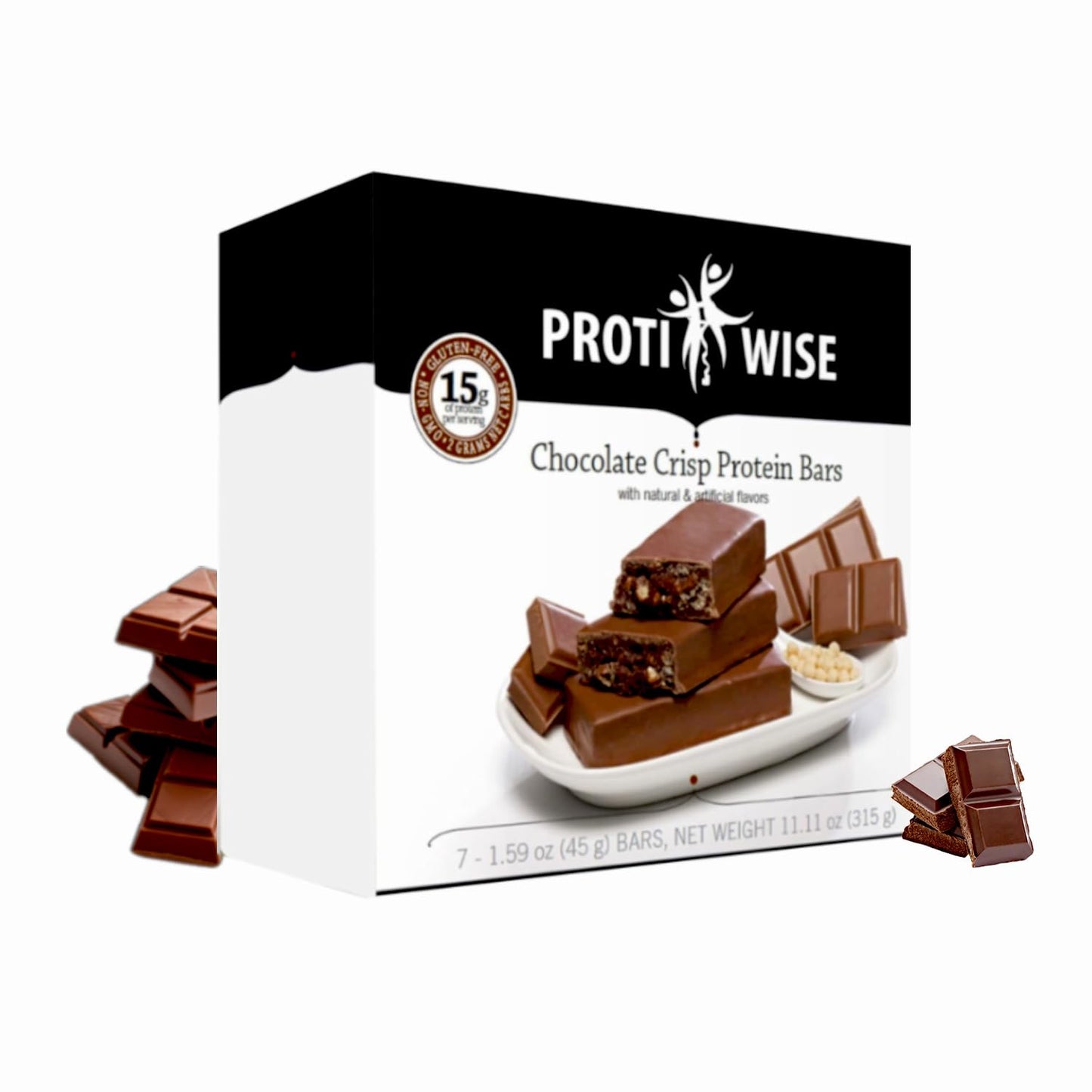 Protiwise – Chocolate High Protein 15G Bar | 7/Box | Weight Loss, Diet, Keto Friendly, Meal Replacement | Gluten Free, Low Fat, Low Sugar