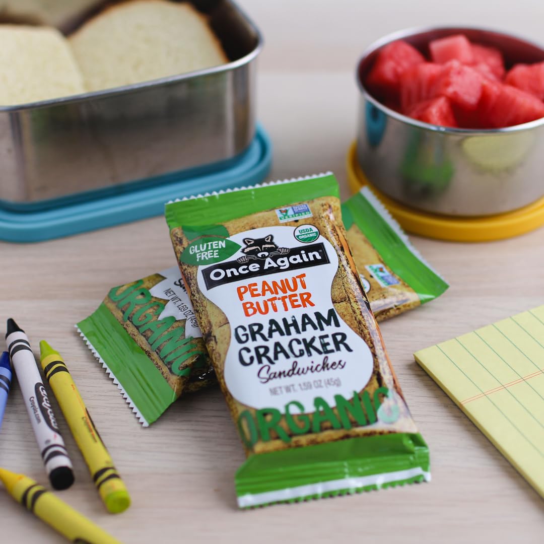 Once Again Peanut Butter Crackers Graham Sandwiches - Gluten Free Graham Crackers with Organic Peanut Butter Filling - Vegan, Or