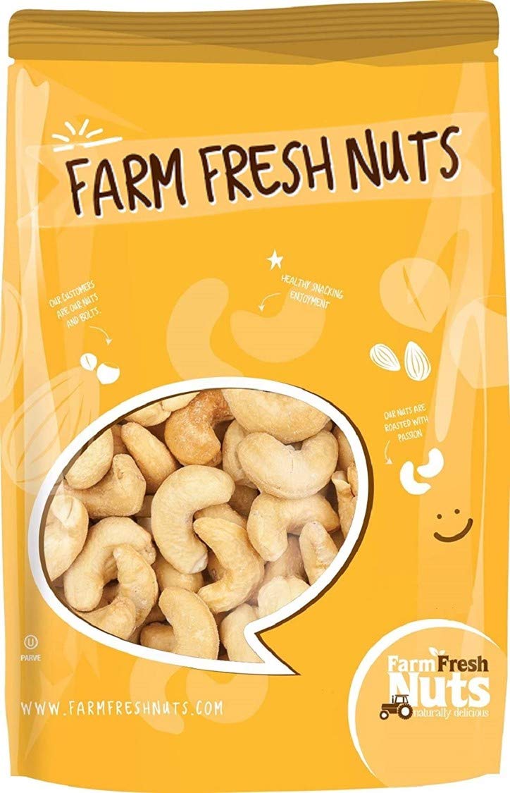 Dry Roasted Cashews Unsalted | Baked In Small Batches For Added Freshness | Without Oil | Perfectly Crunchy Naturally Delicious (2 Lbs) By Farm Fresh Nuts Brand