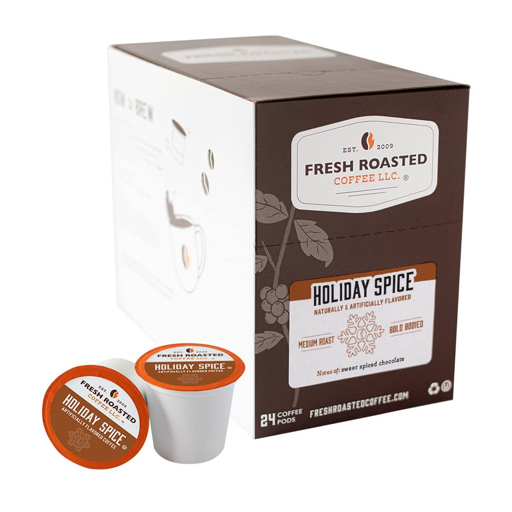Fresh Roasted Coffee, Holiday Spice, Flavored Coffee Pods, K-Cup Compatible, 24 Count