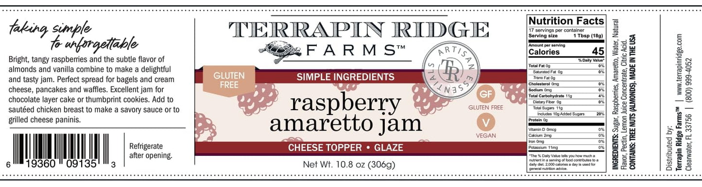Terrapin Ridge Farms Raspberry Amaretto Jam - 10.8 Ounce Jars (Pack of 2)
