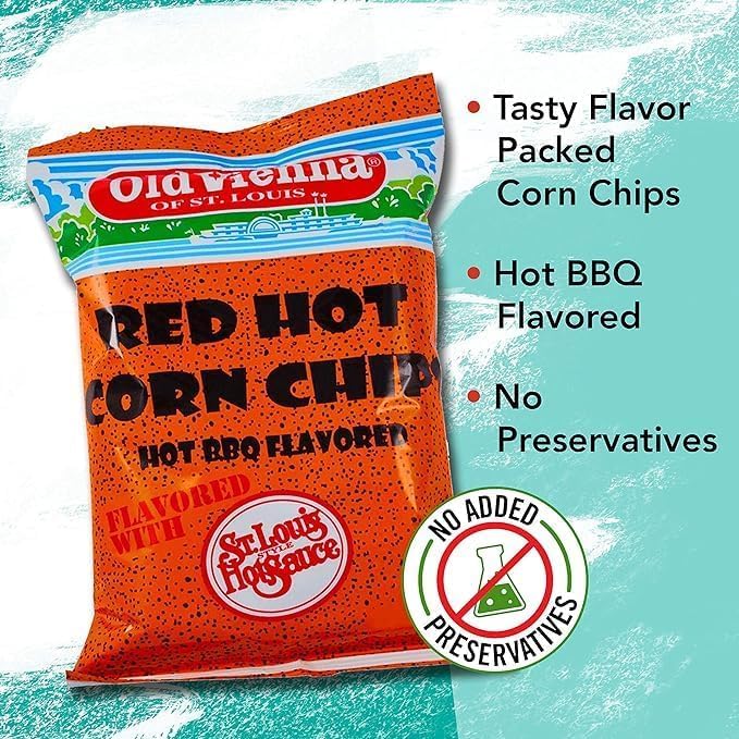 Old Vienna Of St. Louis Red Hot Corn Chips 3.75Oz Bags (10 Pack) Snack Box By Tranadaco