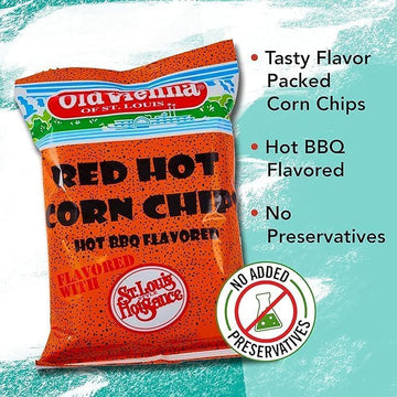 Old Vienna Of St. Louis Red Hot Corn Chips 3.75Oz Bags (10 Pack) Snack Box By Tranadaco