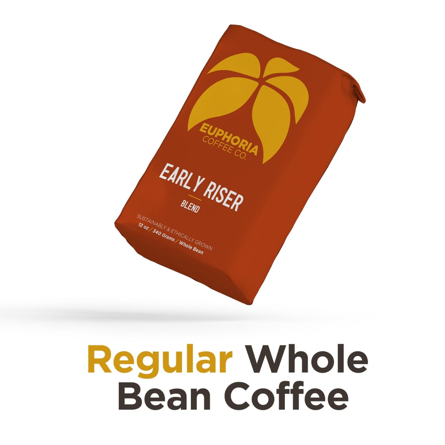 Euphoria Coffee Co. Early Riser Whole Bean Coffee - Light & Dark Roast Blend | 12Oz Bag (1 Pack)