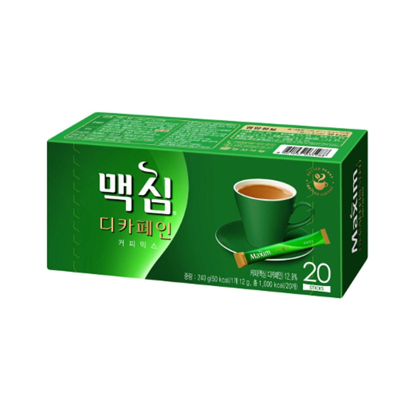 Dong Seo Maxim Decaf Instant Coffee Mix 20 Sticks 12G X 20T (240G), Green