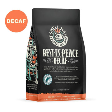 Bones Coffee Company Rest In Peace Decaffeinated Coffee Medium Roast Low Acid, Unflavored 12 Oz Whole Bean