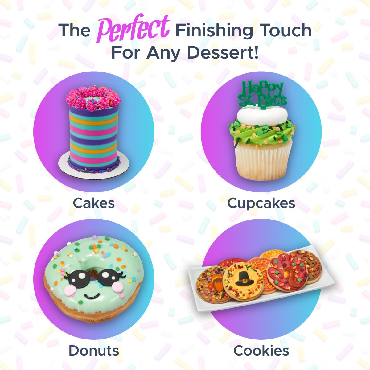 Sugarmelicious Pastel Donut Sprinkles, Candy Quin Sprinkles For Birthday Cakes, Cupcakes, Cookies & Desserts, (Donuts, 3Oz)