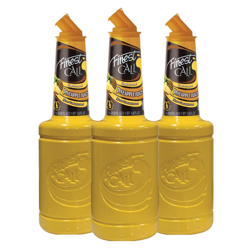 Finest Call Single Pressed Pineapple Juice 1 Liter Bottle (33.8 Fl Oz) Pack Of 3