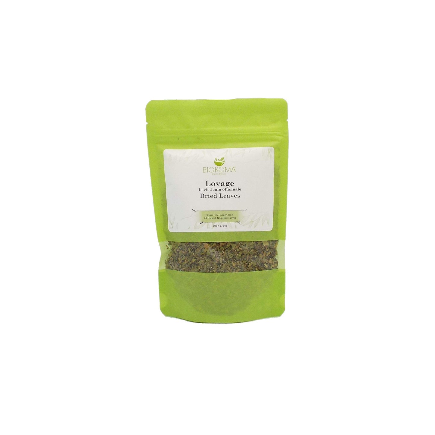 Biokoma Organic Lovage Dried Leaves 50g - USDA Certified, No Additives, Resealable Pouch