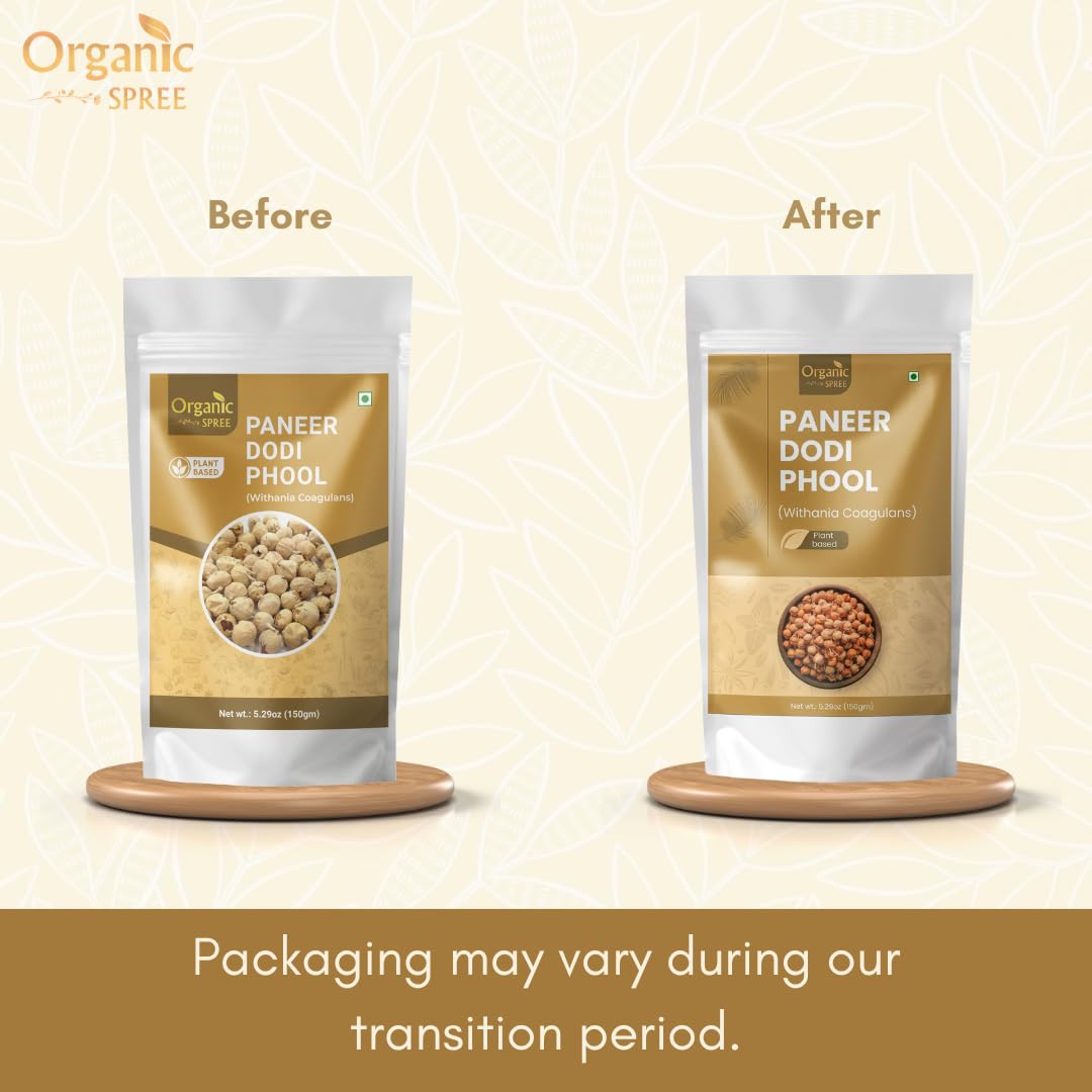 Organic Spree Paneer Dodi Phool 150Gm (5.3Oz) Withania Coagulans - Pure And Natural Indian Rennet - Pack Of 3