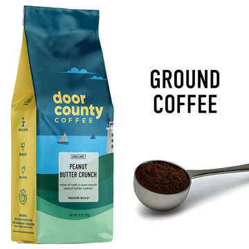 Door County Coffee - Peanut Butter Crunch, Peanut Butter Flavored Ground Coffee - Medium Roast, 283G