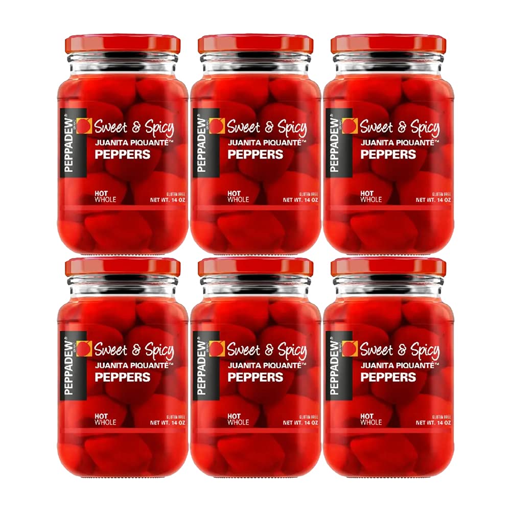 PEPPADEW Peppadew Peppers - Hot - Value Bundle of 6, 84 Ounce (14 Ounce each)