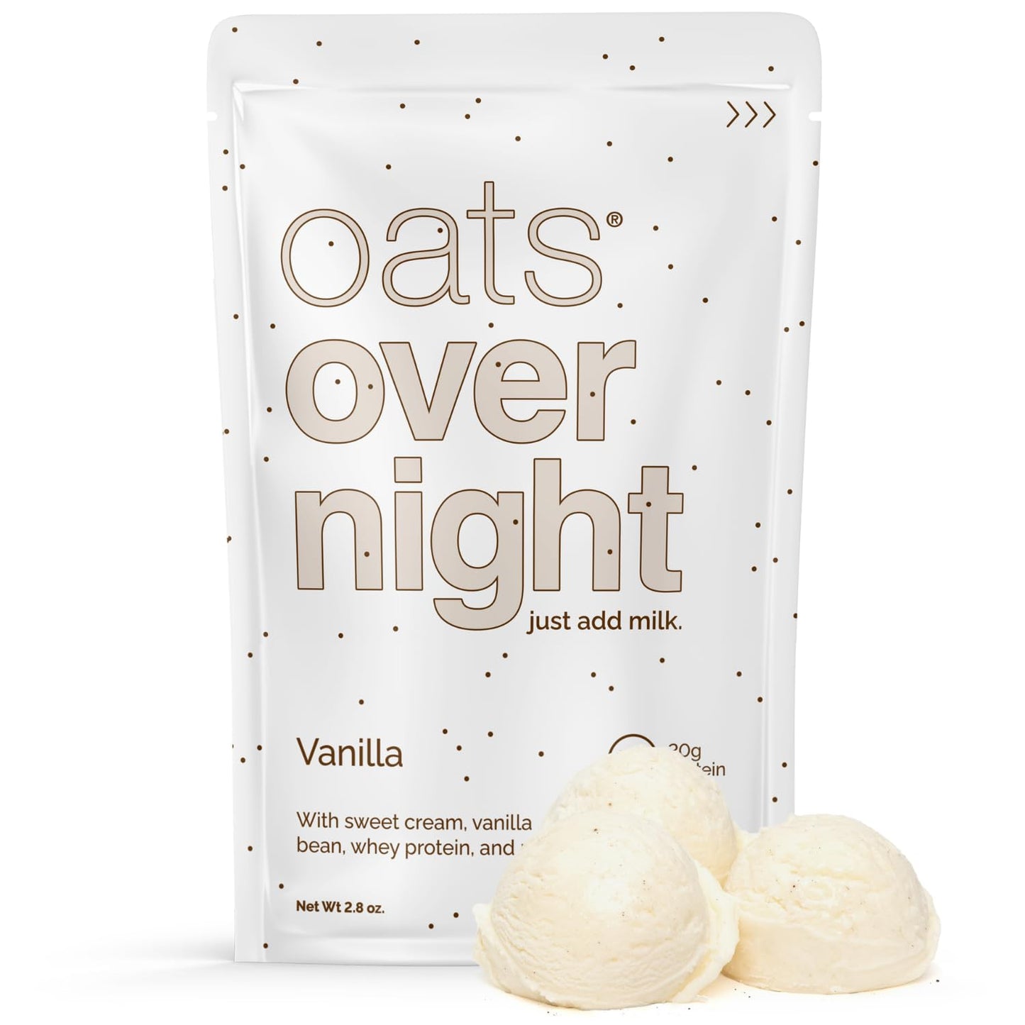 Oats Overnight Vanilla - Overnight Oats With 20G Whey Protein High Fiber Breakfast Protein Shake - Gluten Free Oatmeal Non Gmo High Protein Oatmeal (2.8 Oz Per Meal) (16 Pack)