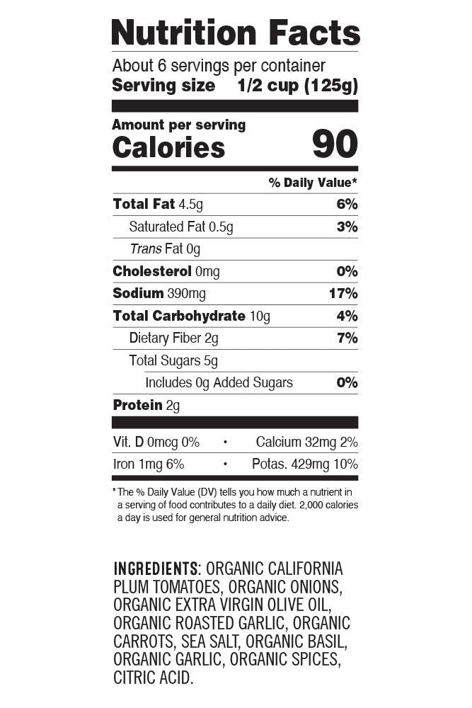 Sonoma Gourmet Roasted Garlic Pasta Sauce | USDA Organic, Non-GMO, No Sugar Added | Made With Fresh Ingredients | 25 Ounce Jars