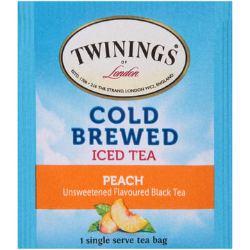 Twinings Peach Cold Brewed Iced Tea Bags, 20 Count (Pack Of 6), Unsweetned Flavoured Black Tea, Caffeinated