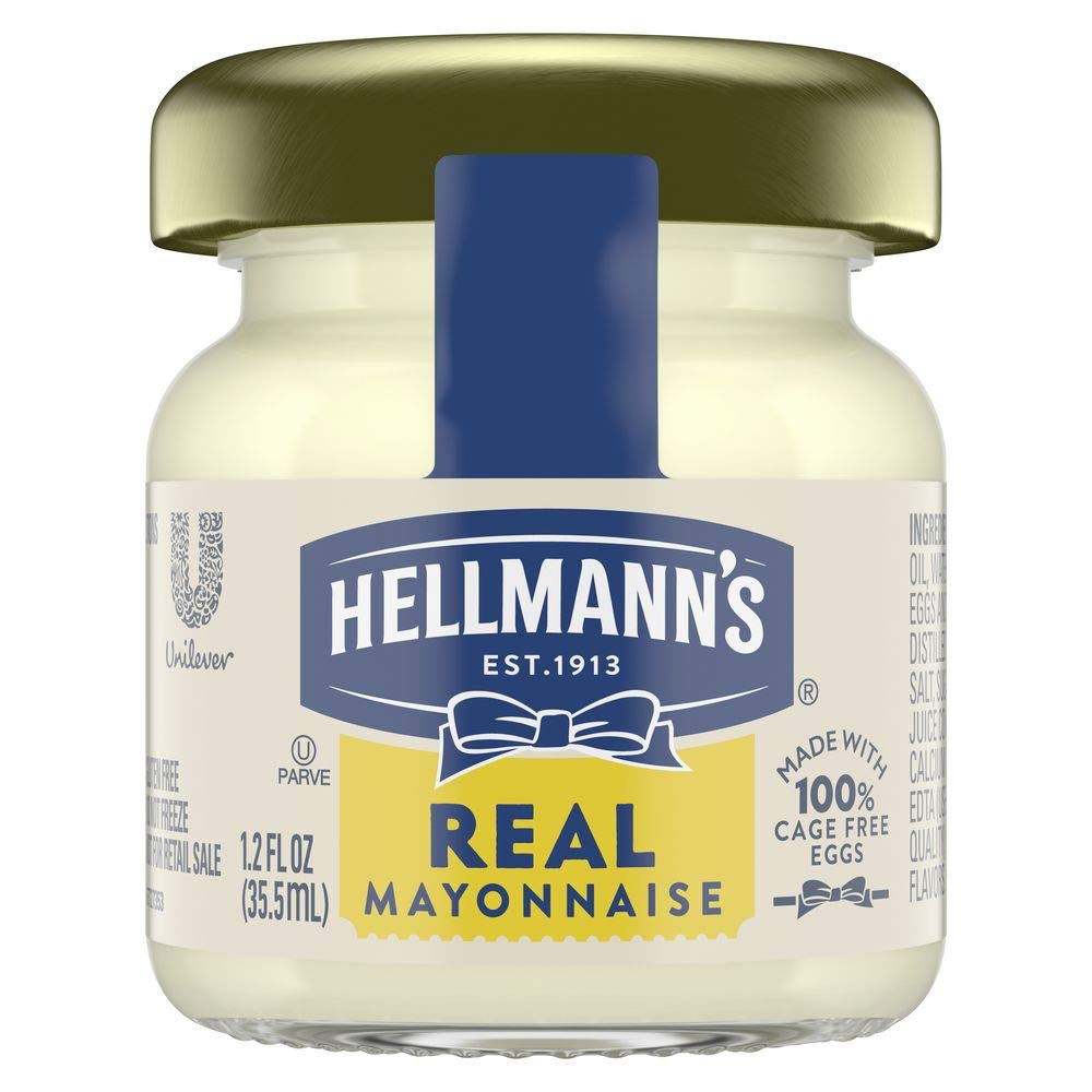 HELLMANNS Real Mayonnaise Mini Jars, Gluten Free, 1.2 oz, Pack of 72