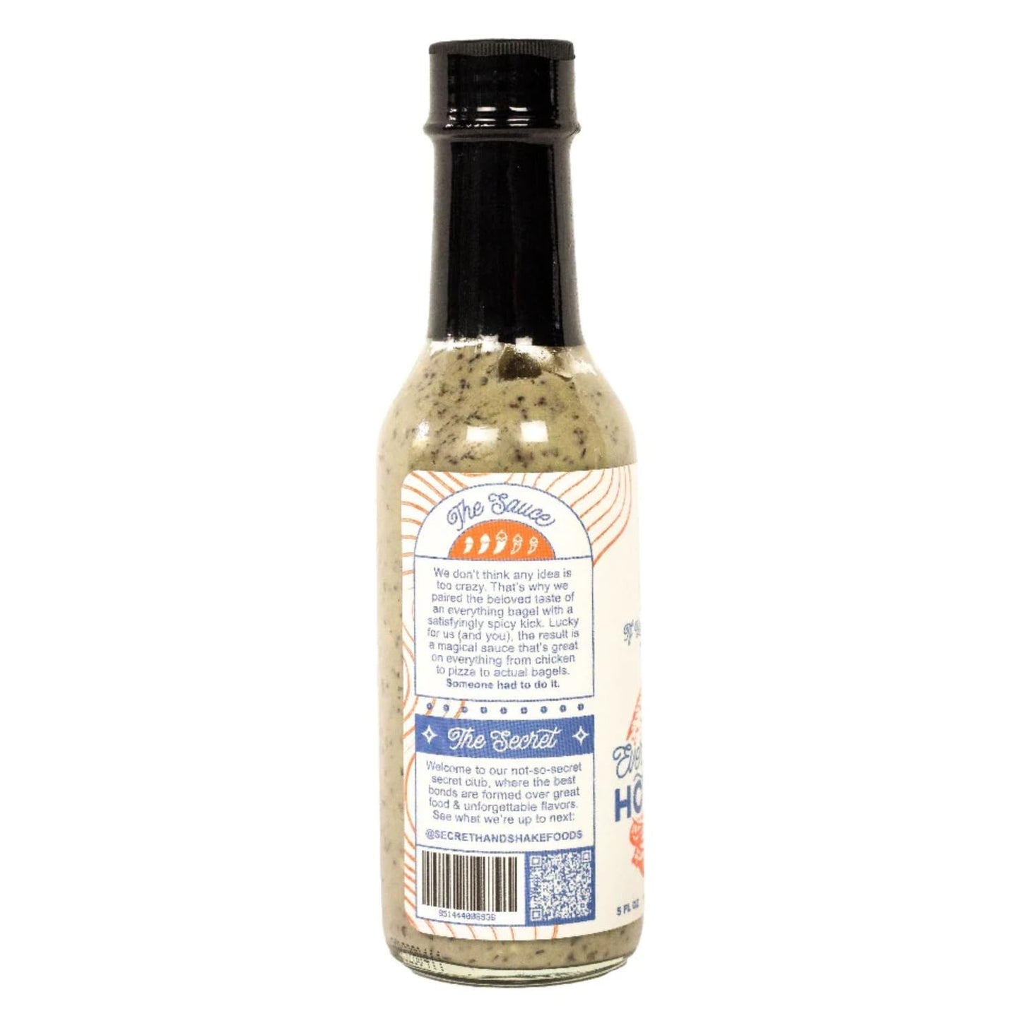 Everything Bagel Sauce by Secret Handshake Food Co., Mild Heat Hot Sauce With Flavors of Scorpion Pepper Powder, Sesame Seeds &