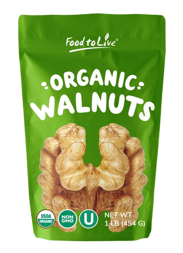 Organic California Walnuts Halves & Pieces, 1 Pound - Non-GMO, Raw, Unsalted, Shelled, Vegan, Kosher, Sirtfood, Bulk Snack. High