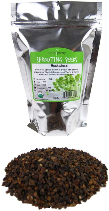 Bulk Organic Buckwheat Sprouting & Microgreens Seeds – 1 Lb – Unhulled, Non-Gmo – High-Germination Seeds For Fresh Sprouts, Nutritious Micro Greens, Hydroponic Growing, And Indoor Gardening