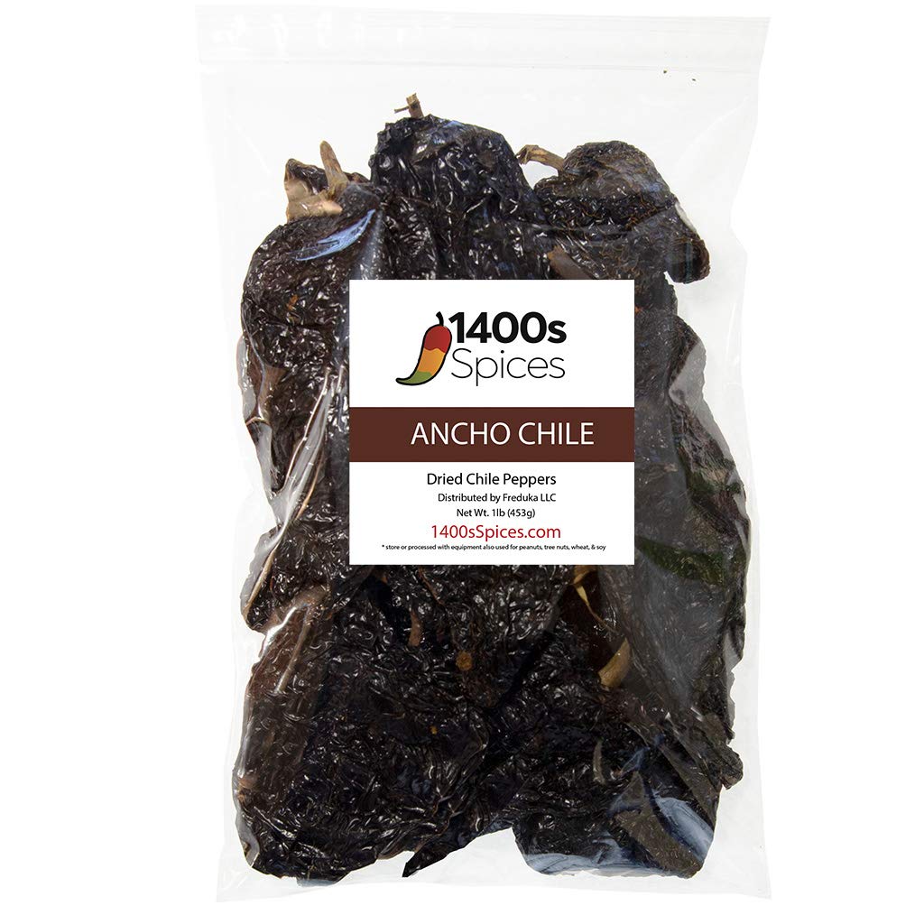 1lb Ancho Chili Dried Peppers, Whole Dried Chile Mexican Peppers, Dried Mexico Chiles for Tasty Cooking Recipes, Dry Ancho Chile