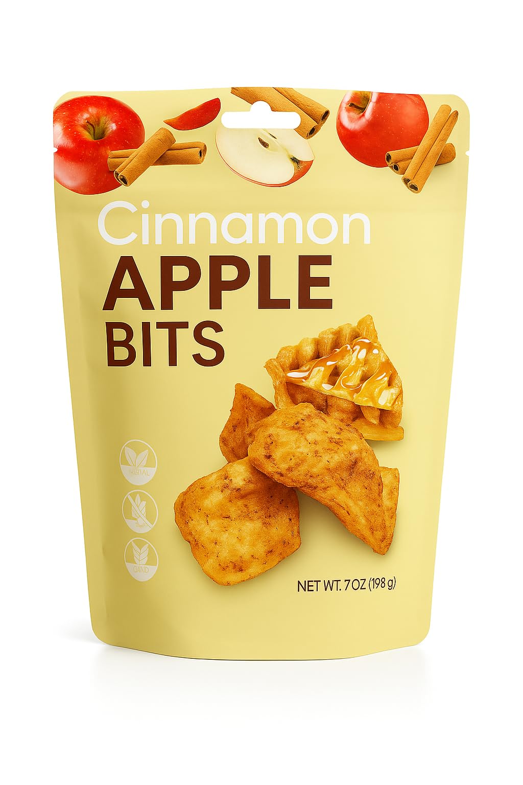 Top-Grade Cinnamon Apple Bits 7 Oz Soft & Chewy All Natural 100% Real Dried Apple Fruit Slices Snack Tart & Sweet Resealable Bag No Artificial Colors And Flavors
