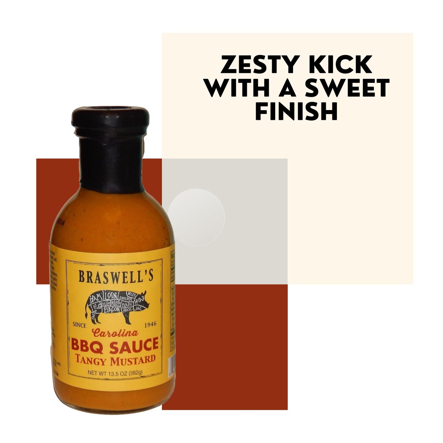 Braswell Sauce Barbeque Tangy Mustard, 13.5 Oz