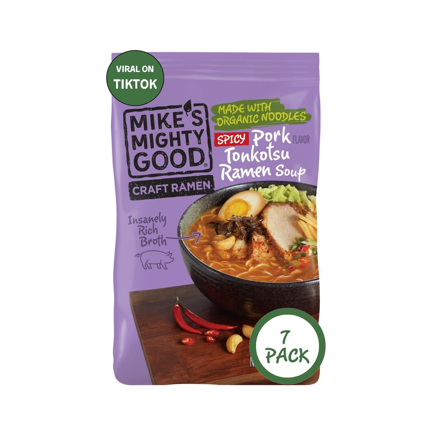 Mike'S Mighty Good Spicy Pork Tonkotsu Ramen Noodle Soup - Spicy Ramen Noodles - Instant Ramen Noodles - Non-Gmo Noodle Soup - O