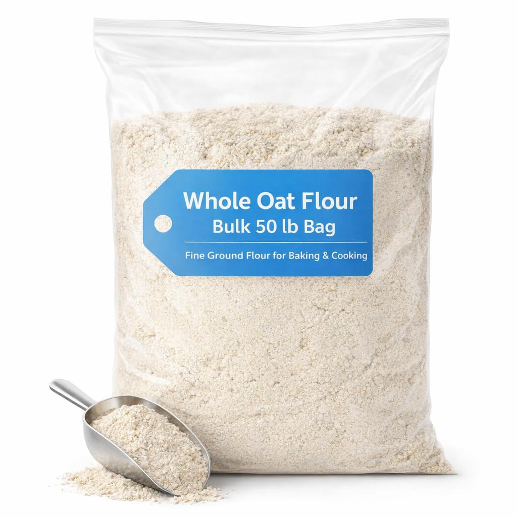 Bulk Whole Oat Flour 50 LB Bag for Baking Cooking Milling and Commercial Kitchen Use 384112
