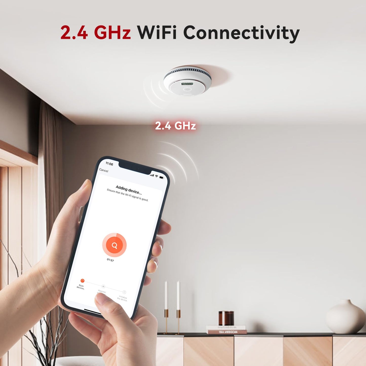 Siterlink Smart Smoke And Carbon Monoxide Detector Combo With Digital Display, 2 In 1 Wifi Fire And Co Alarm Detector, Replaceab
