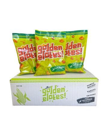 Golden Elotes - Jalapeo Crunchy Toasted Corn Snack Halal Certified, Bold Flavor, Super Crunchy, 4oz Bag Mild heat, major flavor.