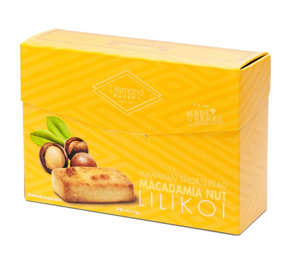 Diamond Bakery Hawaiian Shortbread Macadamia Nut Cookies, Lilikoi 4 Ounce (113G)