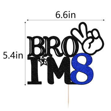 Bro I'M 8 Cake Topper- 8Th Birthday Cake Picks, Officially Teenager Cake Topper, Boy 8Th Birthday Cake Decorations - 8 Years Old