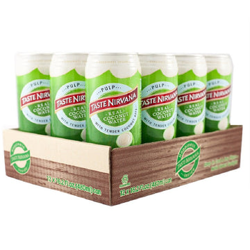 Taste Nirvana Coconut Water with Tender Coconut Bits, 16.2 Fl Oz Pack of 12, Refreshing Natural Beverage