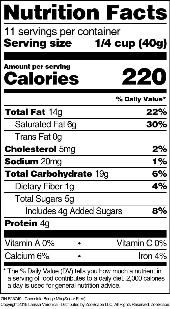 Chocolate Bridge Mix (Sugar Free) (16 Oz, Zin: 525749) - 2 Pack