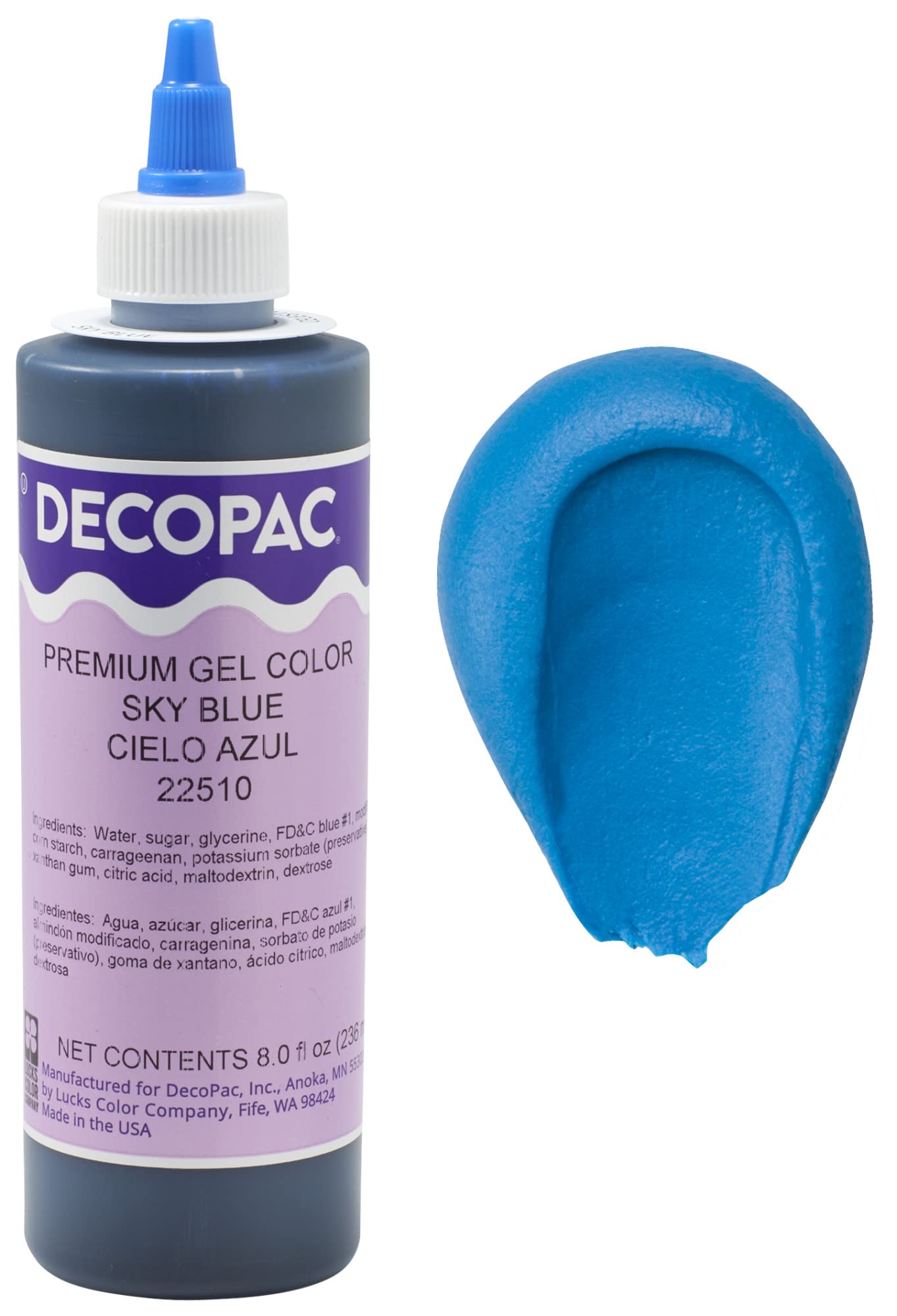 Decopac Premium Gel Food Color, Edible Coloring For Use With Buttercream Or Whipped Icing, Fondant & Piping Gel, Highly Concentrated Gel, 8Oz - Sky Blue
