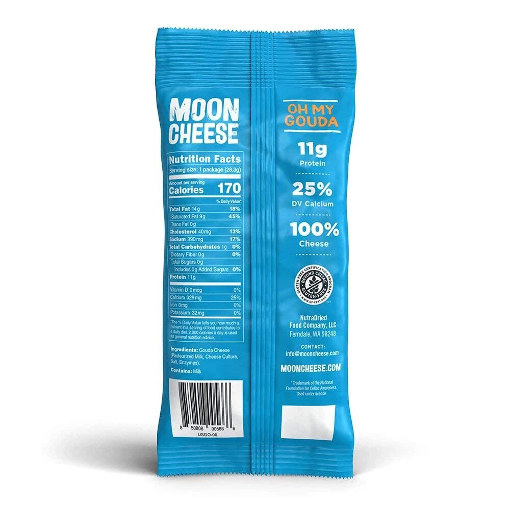 Moon Cheese Oh My Gouda Cheese Bites, 1 Ounce, 12-Pack, Crunchy, Packed With Protein & Calcium, Keto, Gluten Free