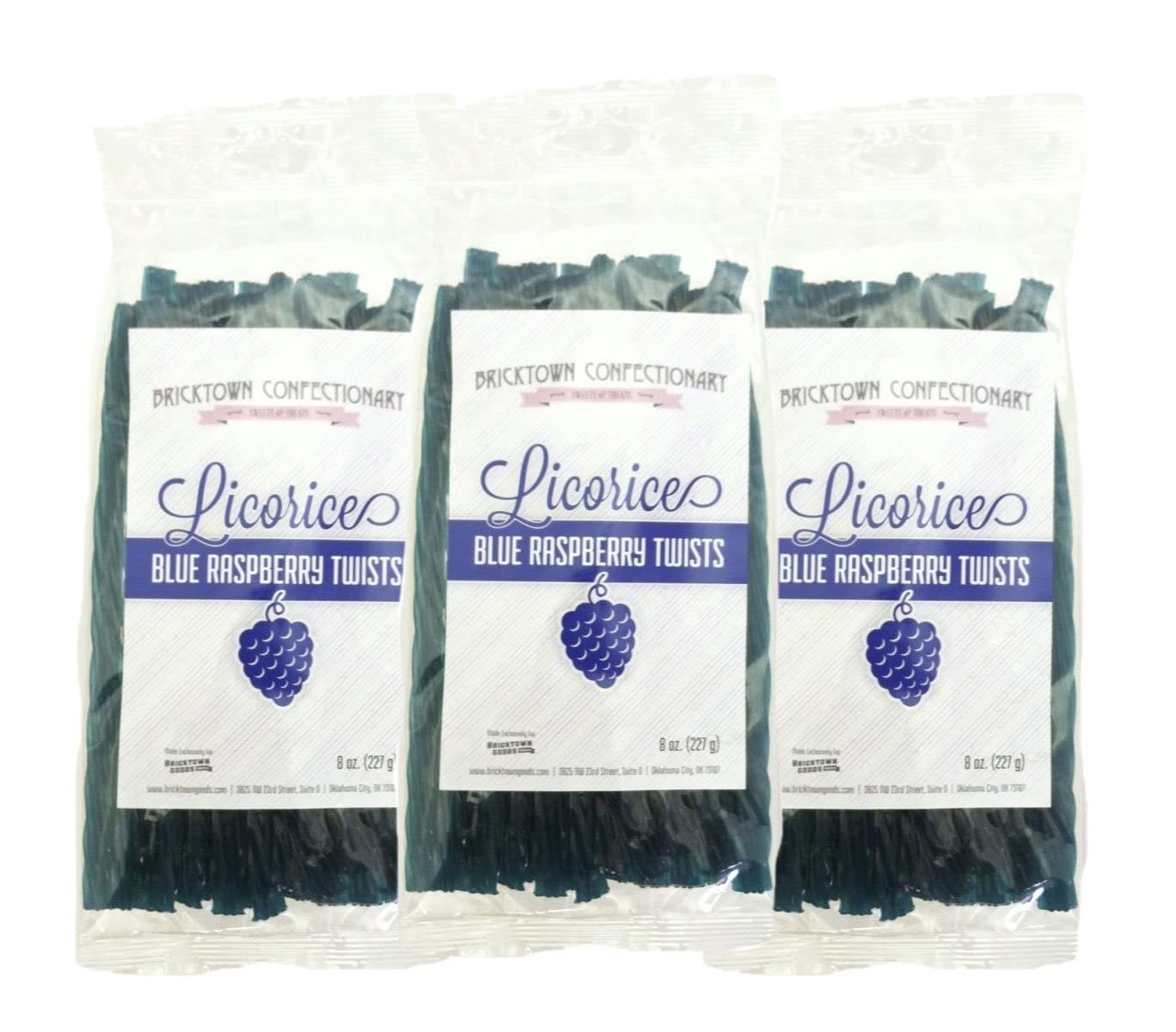 Blue Raspberry Licorice Twists Pack of 3 - Fat-Free Old Fashioned Gourmet Blue Raspberry Licorice - Soft & Chewy Texture with Bo