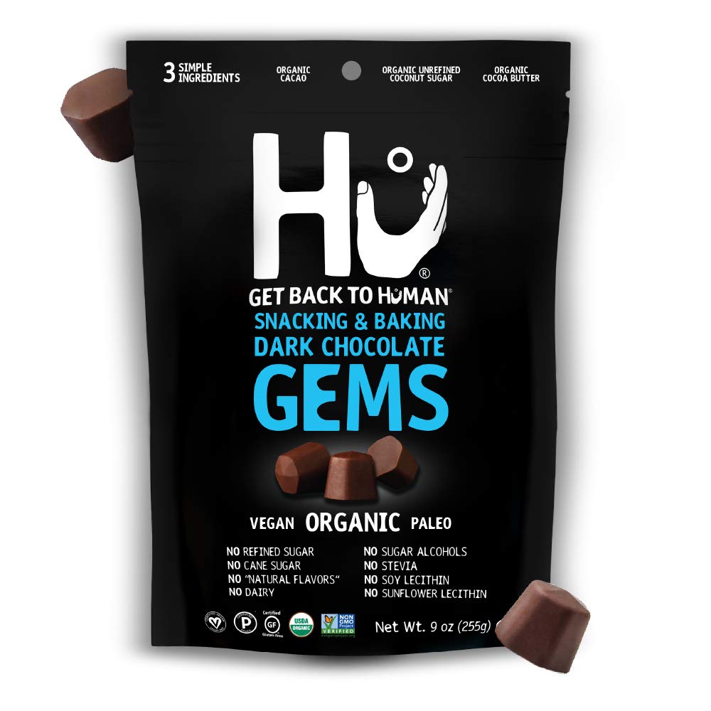Hu Gems Chocolate Chips Vegan Snacks | 3 Pack, 9oz Each | Organic, Paleo, Dark Chocolate Baking Chips | Great for Baking & Snack