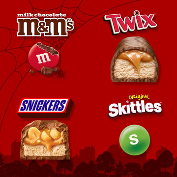 M&MS Milk Chocolate SNICKERS SKITTLES Original & TWIX Fun Size and Minis Individually Wrapped Trick or Treat Halloween Candy Variety Pack 60 Ct Bulk Bag