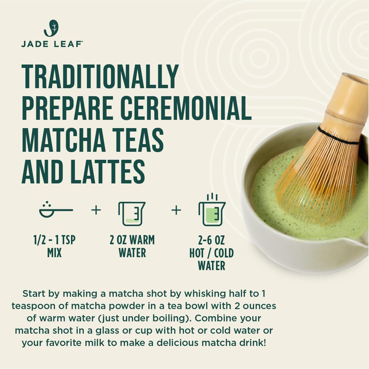 Jade Leaf Matcha Organic Premium Ceremonial Grade Green Tea Powder - 3.53 Ounce - Culinary Ingredient for Latte and Barista Use - Powder